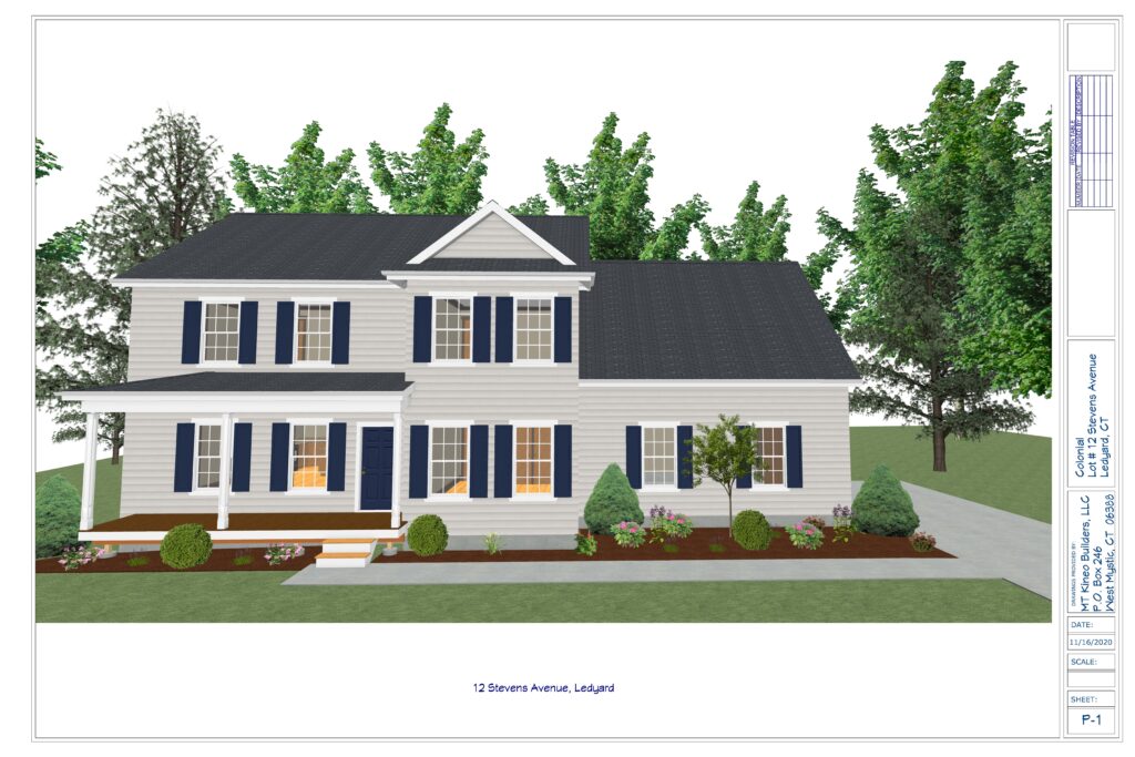 Katahdin Colonial 3 (Gable Roof) Font Porch Render